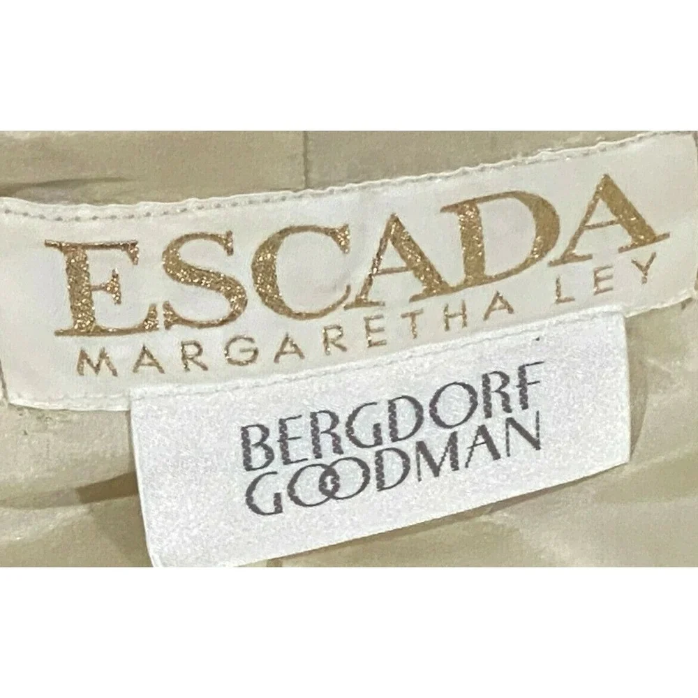 ESCADA MARGARETHA LEY VINTAGE SILK FLORAL BEIGE JACKET SKIRT SUIT 38 8 🌸